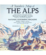 1985 The Alps Mountain Range Map  Nat Geographic Double Sided 36 x 22.5&quot;... - $29.99
