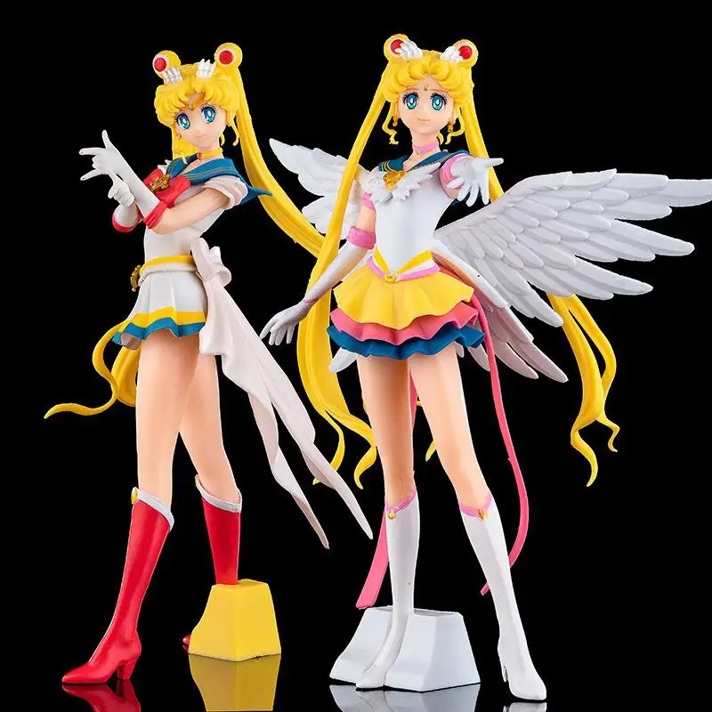 Play 2pcs/set 22cm Cute Anime Sailor Moon Figure Glitter Shining Charm Edition A - £39.50 GBP