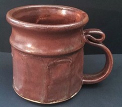 Rustic Art Pottery Brown Heavyweight Coffee Mug Cup Artist Signed Cottag... - $11.88