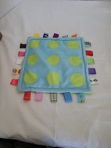 Taggies Security Blanket Lovey Blue Green Polka Dots Plush Baby Satin Tags - $9.90
