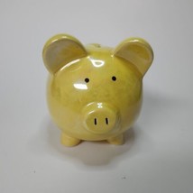 Ceramic Piggy Bank Small Iridescent Yellow Pig 5 in long 4 in wide 4.5 i... - £10.31 GBP