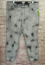 LOGO Lori Goldstein Petite Gray Tie-Dye SKINNY Denim Jeans Ankle Crop Size 16P - £37.80 GBP