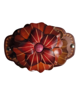 Leather Barrette Hair Clip  Ponytail Holder Flower  Pony Hand Crafted Ha... - $24.35 CAD