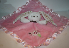 Carters Bunny Security Blanket Pink Rattle Flowers Polka Dot Knotted Ears #2 - £16.78 GBP