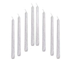 Paraffin Wax Silver Glitter Tall Taper Stick Candles Pillar Smokeless Dripless S - £26.54 GBP