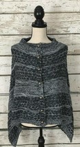 Simply Noelle Poncho Sweater &quot;One Size&quot; Shawl~Cape~Black/Grey Knit - £12.05 GBP
