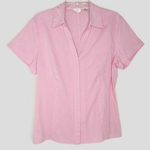 Riders By Lee Womens Blouse Size XL Short Sleeve Hidden Button Front V-Neck Pink - £10.36 GBP