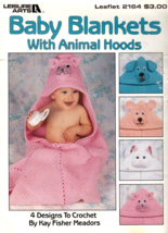 Baby Blankets with Animal Hoods Leaflet 2164 Leisure Arts Kay Fisher Meadors - $8.50