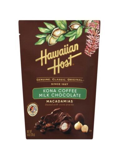 Hawaiian host kona coffee chocolate macadamias 8 oz bag (Pack of 4) - $117.81
