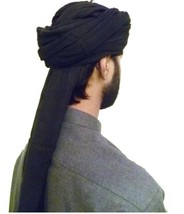 Islamic Men Safa BLACK TURBAN AMAMA Adjustable Placed Over The Head Pure... - £14.70 GBP