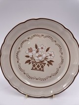 Cumberland Mayblossom 7 3/4&quot; Salad Plate Stoneware Brown Hearthside White Floral - £4.63 GBP