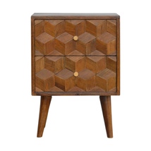 Artisan Furniture Chestnut Cube Carved Nightstand - £224.05 GBP