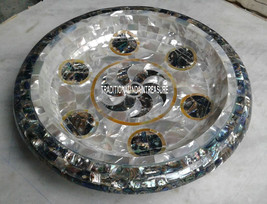 12&quot; Marble Bowl Mother of Pearl Pauashell Inlay Precious Stone Christmas... - £504.59 GBP