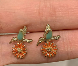  small fresh bird flower earrings studs French retro romantic three-dime... - $19.80