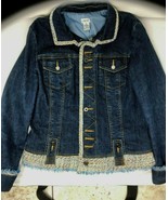Cache Denim Jacket Rhinestone Buttons New Lined Boucle Tweed Trim Size 1... - £67.04 GBP