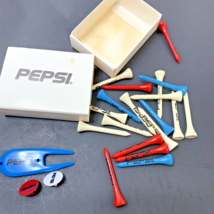 Pepsi Golf Set with 19 Tees and 2 Ball Markers and 1 Divot Tool 1980s Vintage - £7.19 GBP