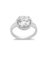Sterling Silver Halo Style CZ Engagement Ring - £56.12 GBP