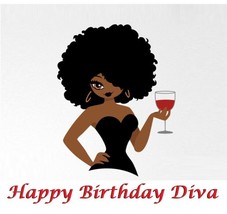 Diva Ethnic/ Black Edible Cake Topper Decoration - $12.99