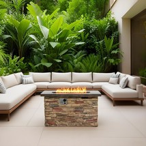 42&quot; Rectangular Propane Gas Fire Pit Table 50K BTU Patio Beige - $11,131.02 MXN