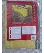 NOS Gloria Vanderbilt Home RAINBOW YELLOW 100% Cotton TABLECLOTH - 52&quot; x... - £8.88 GBP