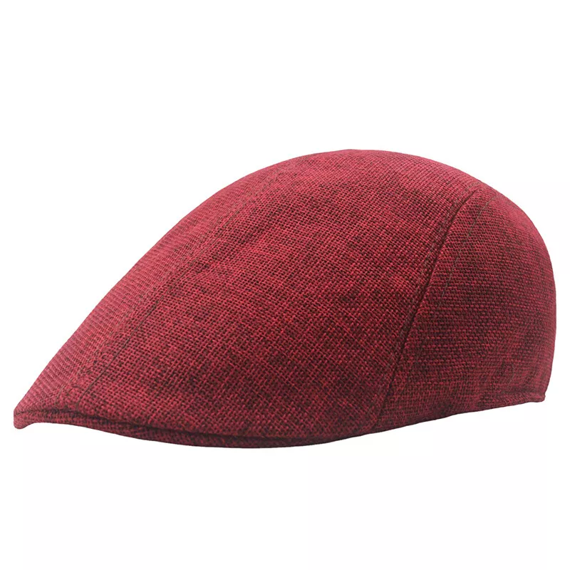 Men Cotton Mesh Flat Cap Golf Driving Cabbie Casual Breathable Hat red #1 - £7.85 GBP