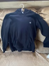 Boy&#39;s Champion Large Black Hoodie Pull Over Top Long Sleeve *Pre Owned ccc1 - £9.55 GBP