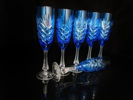 Faberge  Odessa Sky Blue  Colored Crystal Champagne Flutes  NIB image 11