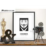 V For Vendetta Print, Alternative Movie Poster, Minimal WallArt, Black &amp;... - $14.01 CAD+