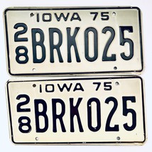 1975 United States Iowa Delaware County Passenger License Plate 28 BRK025 - $25.73