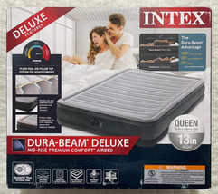 Intex Dura-Beam Deluxe Plush Comfort Queen Air Mattress Bed With Built-In Pump - £32.79 GBP