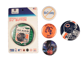 5 Vintage Chicago Bears Pin Buttons 1971 Iron Mike and More! - $17.75