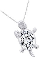 US Turtle Pendant Necklace in 14k White Gold Over - £144.55 GBP
