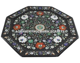 18&quot; Marble Serving Plate Mosaic Pietradura Floral Inlay Ktichen Decor H1425 - £465.25 GBP