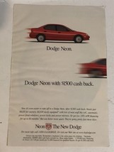 1990s Dodge Neon Vintage Print Ad Advertisement pa16 - £5.44 GBP