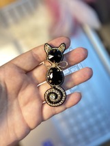 Handmade brooch Black cat , black pin animal brooch, gift for cats lovers, kitty - £59.31 GBP