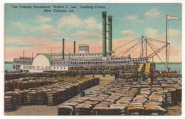 Vintage Robert E Lee Steamship Loading Cotton New Orleans La Postcard Curteich - £7.90 GBP