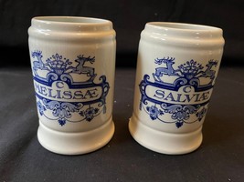 antique set of 2 Dutch DELFT ceramic albarello / apothecary jar . Marked bottom - £39.96 GBP