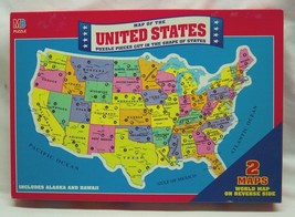 Vintage 1993 Milton Bradley Map of the United States &amp; World Jigsaw Puzz... - £15.53 GBP