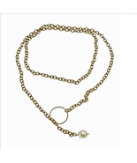 White large Baroque Fresh Water Pearl on 36 inch Tarnished Chain USA - $24.94 CAD