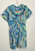 Lilly Pulitzer Dress Women’s Small Blue Harlow Sea Me Silk Cowl Neck Res... - $39.59