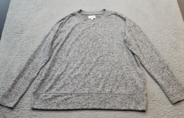 Lucky Brand Sweatshirt Womens Petite S Gray Heather Slit Long Sleeve Crew Neck - $18.49