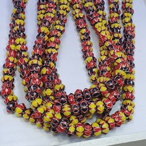 Multicolor Venetian Inspired Glass Beads 10mm Red Yellow Chevron Beads N... - $777.24 MXN