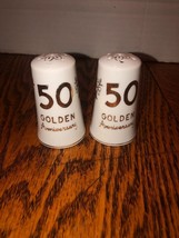 Vintage Lefton 50 Golden Anniversary Porcelain Salt &amp; Pepper Shakers 2 3... - £7.69 GBP