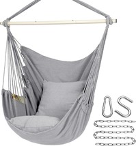 Y- Stop Hammock Chair Hanging Rope Swing Chair, Max 500 Lbs, 2 Seat, Light Grey - £53.29 GBP