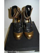 Authentic Barbara Bui Black Gold Ankle Platform Shoes 36 - $77.42