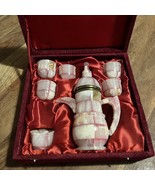 VTG Onyx Tea Set with Five Cups  With Velvet Storage Box - $75.46 CAD