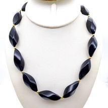 Vintage Trifari Twist Beaded Necklace, Black and Gold Tone Beads in Unique - £22.19 GBP