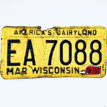 1986 United States Wisconsin Dairyland Passenger License Plate EA 7088 - £14.68 GBP