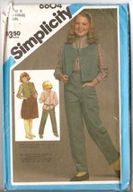 Simplicity 6604 Vintage 1980s Girls Pants Shirt Skirt Vest Size 7 cut - $4.00