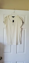 Nwt Cynthia Steffe Ivory Cap Sleeve Tee Shirt With Shoulder Zippers Small - £24.04 GBP